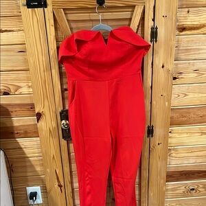 Adelyn Rae Red Jumpsuit Vibrant and Comfortable